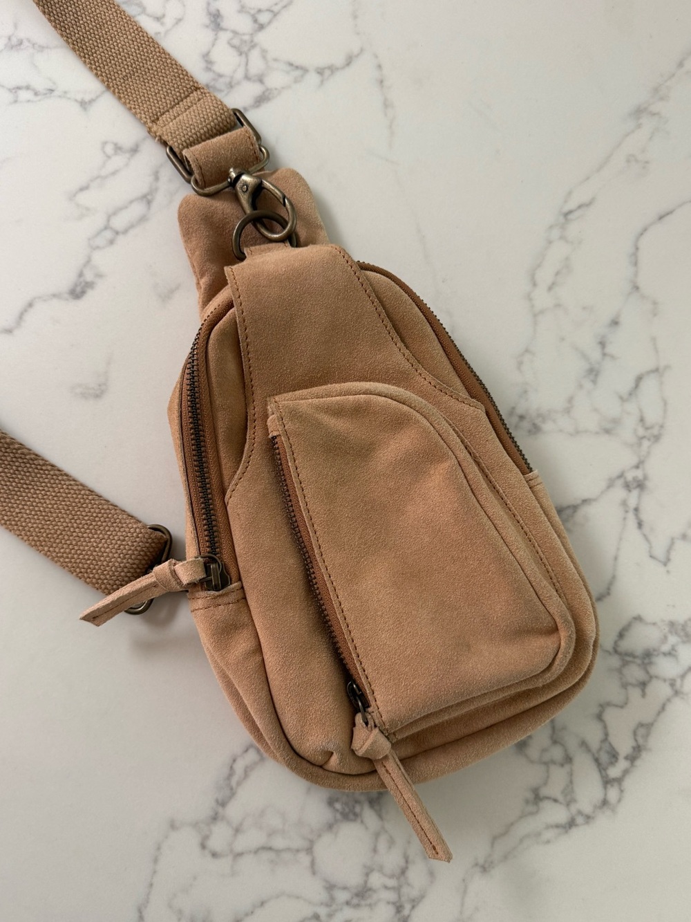 Free People Hudson Suede Sling Bag - Tan